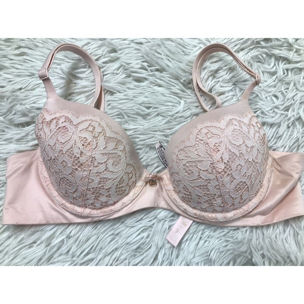 Victoria's Secret Bra 34B/B75 Body By Victoria Lined Demi Adjustable Lace Pink